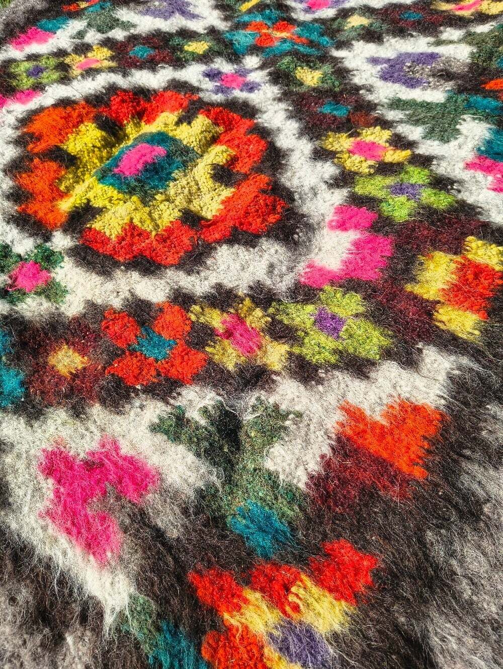 Handwoven Ukranian Wool Rug Colorful Geometric - Picture 10 of 12